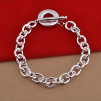 Brass Bracelets, real silver plated, oval chain & for woman, lead & cadmium free, 10mm Approx 8 Inch 