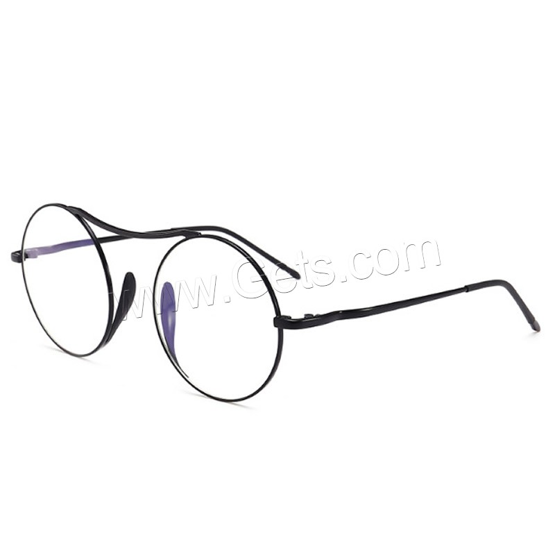 Lunettes unis clair, alliage métallique, avec PC lentille en plastique, Vintage & unisexe & modèles différents pour le choix, 136x145x53mm, Vendu par PC