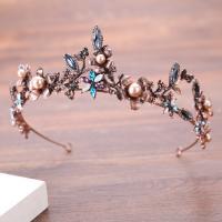 Diadema de Novia, aleación de zinc, con Perlas de plástico ABS & Cristal, Flor, chapado en color cobre antiguo, para mujer & facetas & con diamantes de imitación, libre de plomo & cadmio, 50x310mm, Vendido por UD