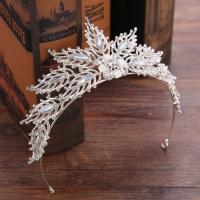 Diadema de Novia, aleación de zinc, con Cristal, Flor, chapado en color de platina, para mujer & facetas & con diamantes de imitación, libre de plomo & cadmio, 50mm, Vendido por UD