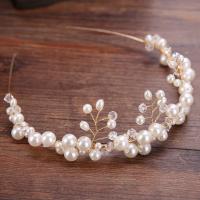 Diadema de Novia, aleación de zinc, con Perlas de plástico ABS & Cristal, chapado en color dorado, para mujer & facetas, libre de plomo & cadmio, 50x260mm, Vendido por UD