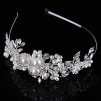 Diadema de Novia, aleación de zinc, con Perlas de plástico ABS & Cristal, chapado en color de plata, para mujer & facetas, libre de plomo & cadmio, 60x190mm, Vendido por UD