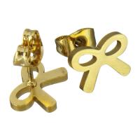 Stainless Steel Stud Earring, Bowknot, gold color plated, for woman 