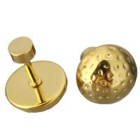 Stainless Steel Stud Earring, gold color plated, for woman, 10mm 