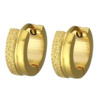 Mens pendiente de aro de acero inoxidable, chapado en color dorado, para mujer & pliegue, 4x10mm, 12parespareja/Grupo, Vendido por Grupo