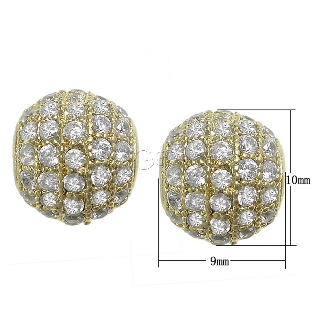 Cubic Zirconia Micro Pave Brass Beads, Drum, plated, different size for choice & micro pave cubic zirconia, more colors for choice, Hole:Approx 2mm, Sold By PC