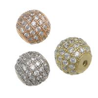 Cubic Zirconia Micro Pave Brass Beads, Drum, plated & micro pave cubic zirconia Approx 2mm 