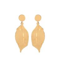 Zinc Alloy Drop Earring, stainless steel post pin, Leaf, gold color plated, for woman, lead & cadmium free 