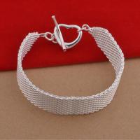 Brass Bracelets, real silver plated, for woman, lead & cadmium free, 16mm Approx 7.5 Inch 