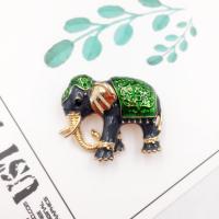 Emaille -Brosche, Zinklegierung, Elephant, goldfarben plattiert, unisex & mit Strass, 30x25mm, verkauft von PC