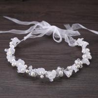 Diadema de Novia, aleación de zinc, con Perlas de plástico ABS & Cinta de satén & Cristal, Flor, chapado en color de platina, para mujer & facetas, libre de plomo & cadmio, 30x330mm, Vendido por UD