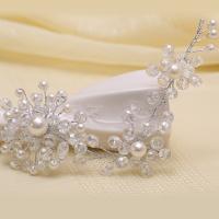 Diadema de Novia, aleación de zinc, con Perlas de plástico ABS & Cristal, Flor, chapado en color de platina, para mujer & facetas, libre de plomo & cadmio, 50mm, Vendido por UD