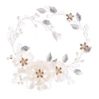 Bridal Hair Band, Zinc Alloy, with ABS Plastic Pearl & Crystal, Flower, gold color plated, for woman & faceted, lead & cadmium free, 50mm 