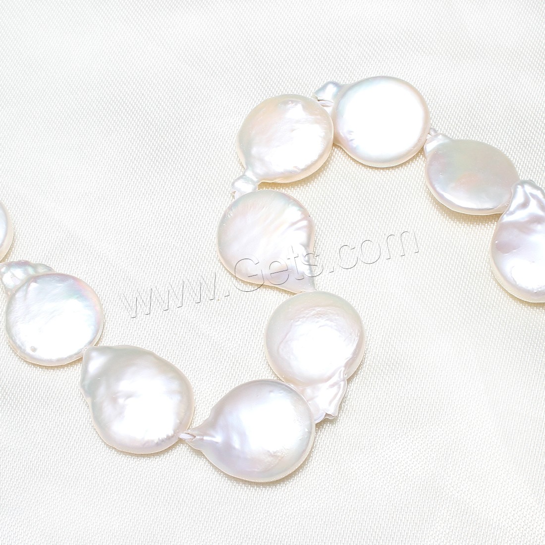 Baroque Cultured Freshwater Pearl Beads, Flat Round, natural, different size for choice, white, Hole:Approx 0.8mm, Sold By KG