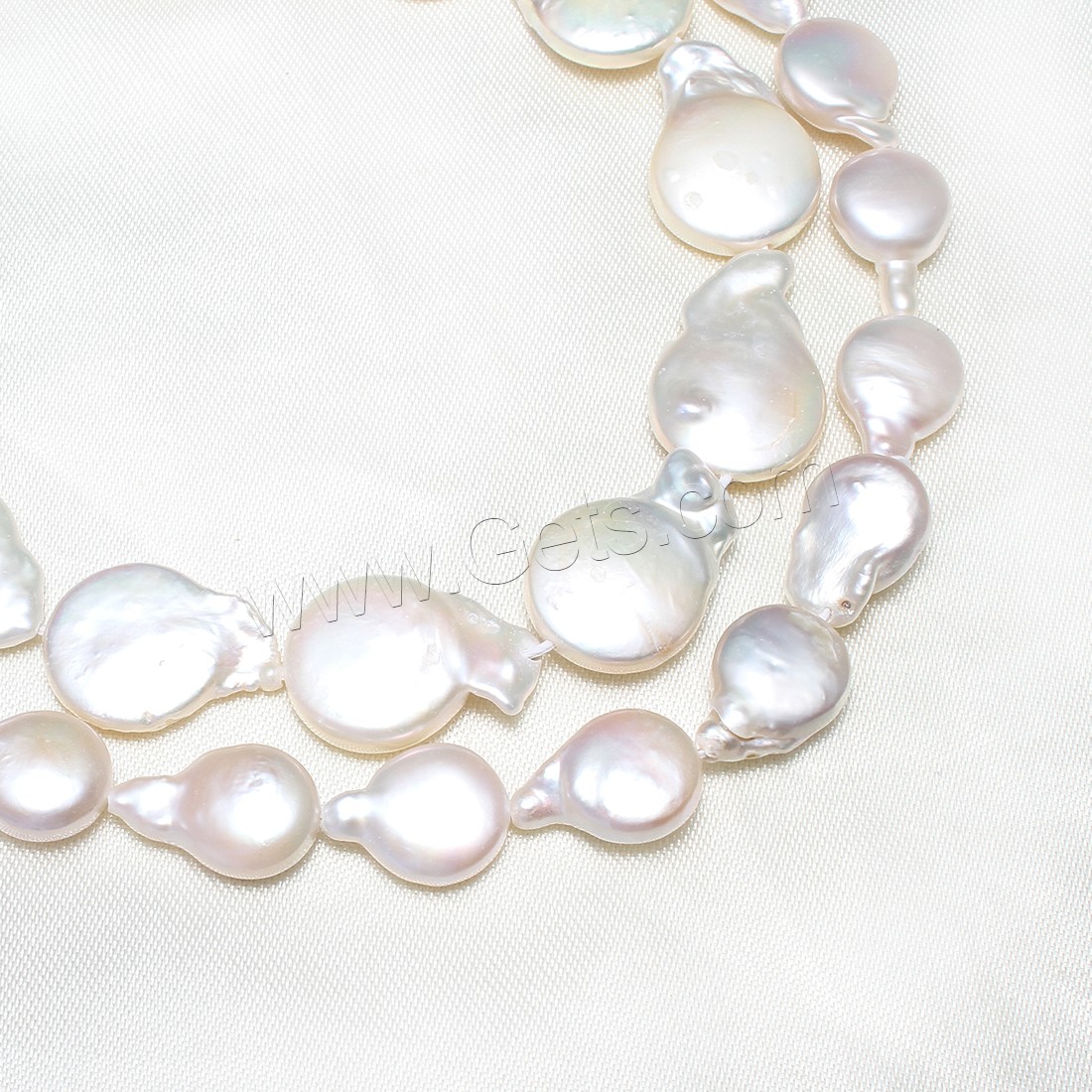 Baroque Cultured Freshwater Pearl Beads, Flat Round, natural, different size for choice, white, Hole:Approx 0.8mm, Sold By KG