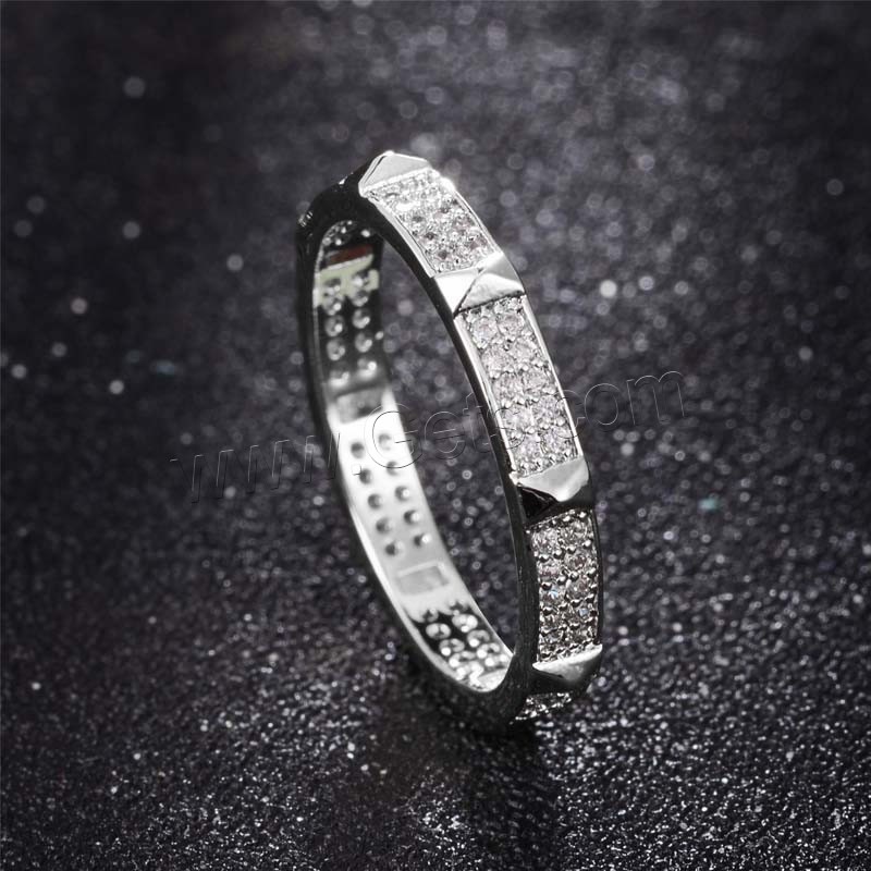 Befestigter Zirkonia Messingring Fingerring, Messing, Ringform, plattiert, unisex & verschiedene Größen vorhanden & Micro pave Zirkonia, keine, frei von Nickel, Blei & Kadmium, verkauft von PC