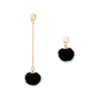 Boucles d'oreilles Pom Pom Duveteux, alliage de zinc, avec Peluche, acier inoxydable puce boucle d'oreille, Rond, Placage de couleur d'or, pour femme, sans plomb et cadmium, 25mmuff0c80mm, Vendu par paire