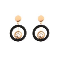 Boucle d'oreille résine zinc alliage, alliage de zinc, avec Plastique ABS perle & résine, acier inoxydable puce boucle d'oreille, beignet, Placage de couleur d'or, pour femme, sans plomb et cadmium, 45mm, Vendu par paire