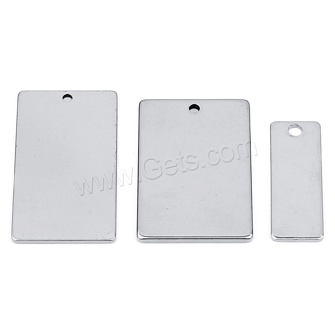 Stainless Steel Pendants, Rectangle, different size for choice, original color, Hole:Approx 2mm, 10PCs/Bag, Sold By Bag