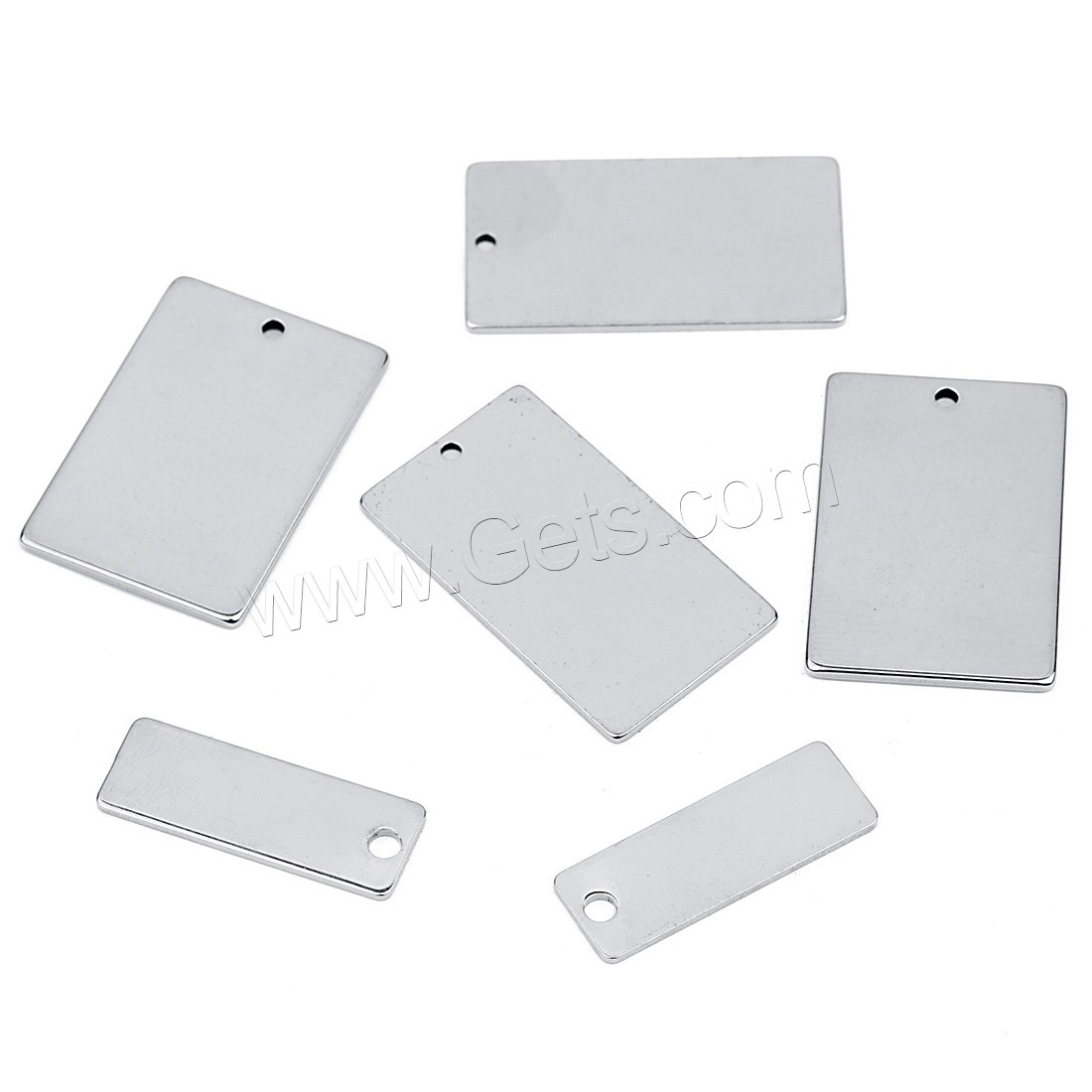 Stainless Steel Pendants, Rectangle, different size for choice, original color, Hole:Approx 2mm, 10PCs/Bag, Sold By Bag