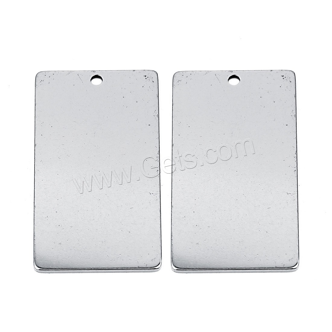 Stainless Steel Pendants, Rectangle, different size for choice, original color, Hole:Approx 2mm, 10PCs/Bag, Sold By Bag