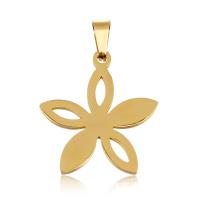 Edelstahl Blume Anhänger, goldfarben plattiert, 20x22.5mm, Bohrung:ca. 3-5mm, 2PCs/Tasche, verkauft von Tasche