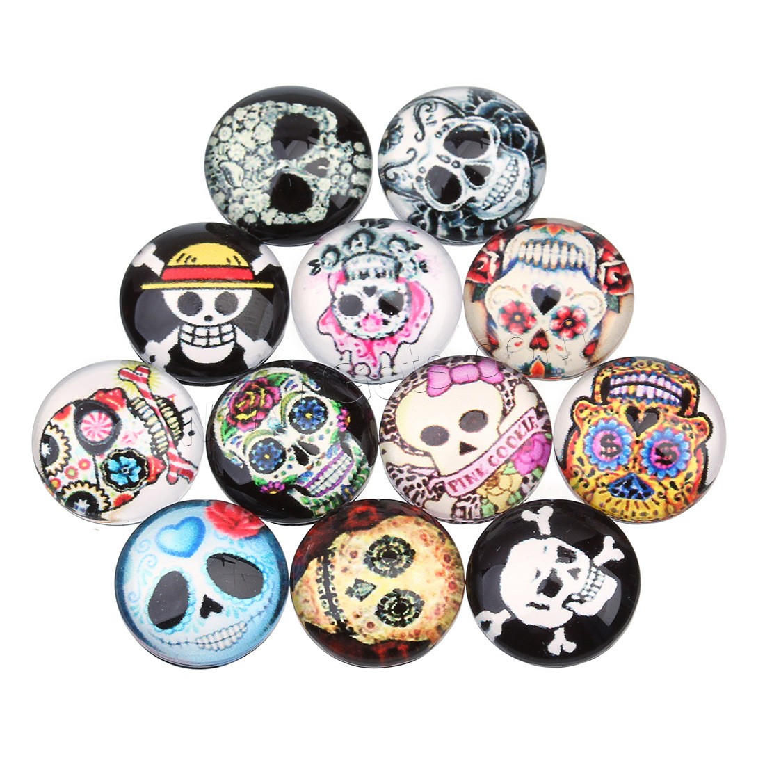 Decal Glass Cabochon, Flat Round, different size for choice & flat back, 20PCs/Bag, Sold By Bag