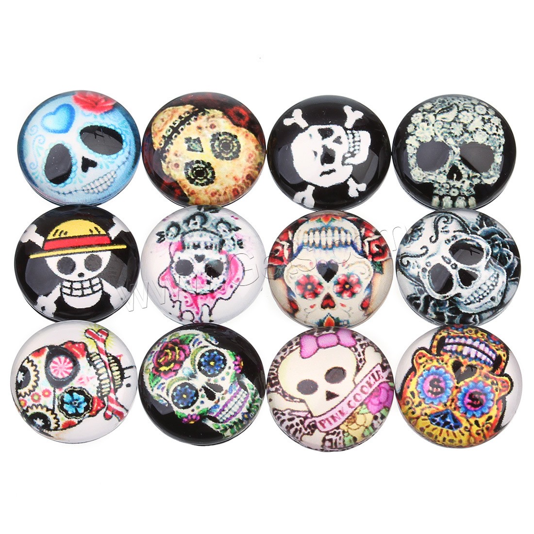 Decal Glass Cabochon, Flat Round, different size for choice & flat back, 20PCs/Bag, Sold By Bag