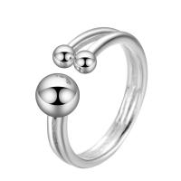 Anillo de dedo de latón, metal, chapado en plata real, para mujer, libre de níquel, plomo & cadmio, 16-18mm, tamaño:5-7, Vendido por UD