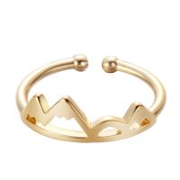 Anillo de dedo de latón, metal, chapado en oro real, para mujer, libre de níquel, plomo & cadmio, 16-18mm, tamaño:5-7, Vendido por UD