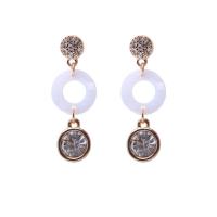 Boucle d'oreille résine zinc alliage, alliage de zinc, avec résine, acier inoxydable puce boucle d'oreille, Placage de couleur d'or, pour femme & avec strass, sans plomb et cadmium Vendu par paire