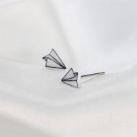 Sterling Silver Stud Earring, argent sterling 925, avec plastique, avion, Plaqué de platine, pour femme Vendu par paire