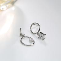 Pendientes asimétricos, plata de ley 925, para mujer & con circonia cúbica, 10x10mm, 12x12mm, Vendido por Par