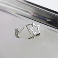 plata de ley 925 Pendientes asimétricos, Estrella, para mujer, 11x10mm, 6mm, Vendido por Par