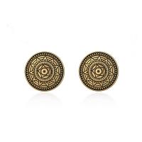 Zinc Alloy Stud Earring, stainless steel post pin, Flat Round, antique bronze color plated, for woman, lead & cadmium free, 26mm 