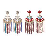 Fashion Fringe Earrings, Zinc Alloy, with Glass Gemstone, plated, for woman & faceted & with rhinestone 