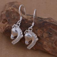 Boucles d'oreilles en laiton zircon cubique, cheval, Plaqué d'argent, pour femme & avec zircone cubique, plus de couleurs à choisir, sans plomb et cadmium Vendu par paire