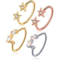 Anneau de cuivre de Zircon, laiton, Placage, réglable & styles différents pour le choix & pour femme & avec zircone cubique Vendu par PC