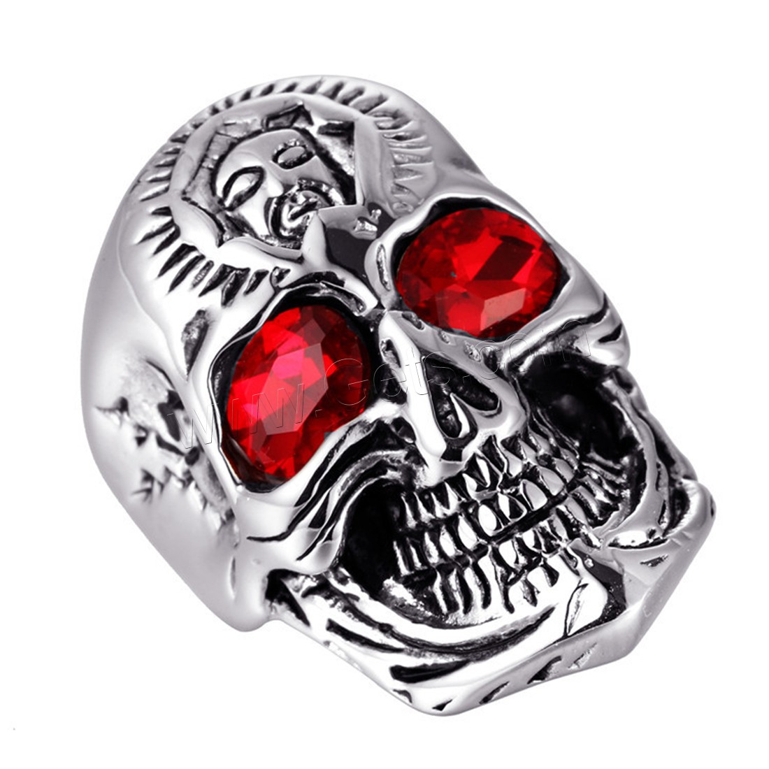 Partículas de acero anillo, Calavera, diverso tamaño para la opción & para hombre & con diamantes de imitación & ennegrezca, 32mm, Vendido por UD