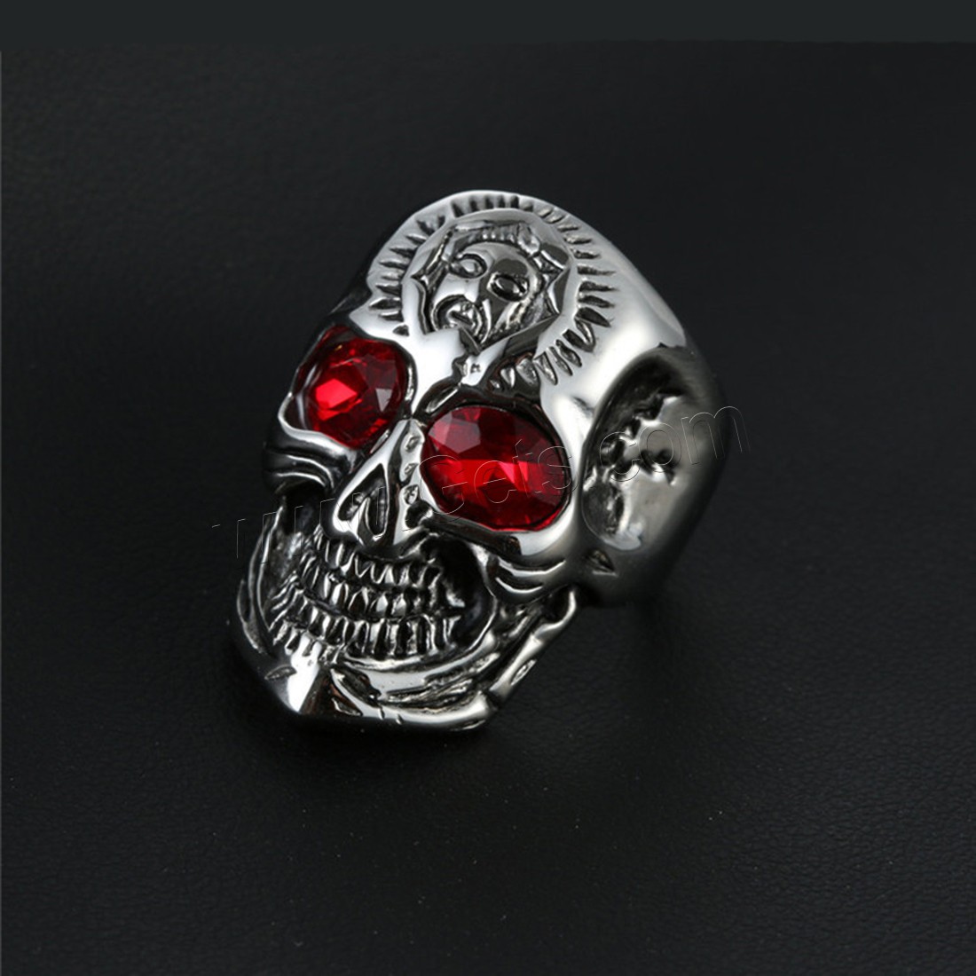 Partículas de acero anillo, Calavera, diverso tamaño para la opción & para hombre & con diamantes de imitación & ennegrezca, 32mm, Vendido por UD