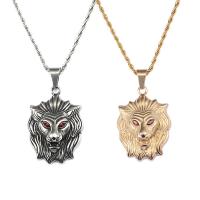 Pendentifs en titane, Acier titane, lion, Placage de couleur d'or, avec strass & noircir, plus de couleurs à choisir Environ 6mm, Vendu par PC