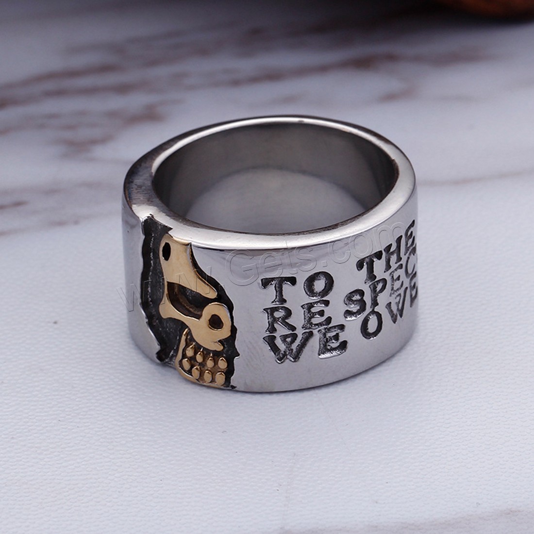 Partículas de acero anillo, Calavera, chapado, diverso tamaño para la opción & para hombre & ennegrezca, más colores para la opción, 13mm, Vendido por UD