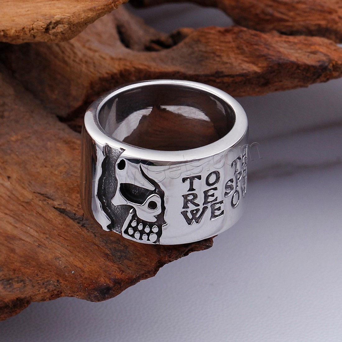 Partículas de acero anillo, Calavera, chapado, diverso tamaño para la opción & para hombre & ennegrezca, más colores para la opción, 13mm, Vendido por UD