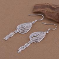 Brass Tassel Earring, Teardrop, real silver plated, for woman, lead & cadmium free 