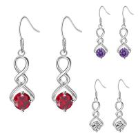 Boucles d'oreilles en laiton zircon cubique, Plaqué d'argent, pour femme & avec zircone cubique, plus de couleurs à choisir, sans plomb et cadmium Vendu par paire