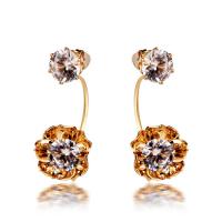 Zinc Alloy Split Earring, gold color plated, for woman & with cubic zirconia 