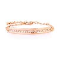 Zinc bracelets en strass en alliage , alliage de zinc, avec 1.5lnch chaînes de rallonge, Plaqué d'or, pour femme & avec strass Environ 6.5 pouce, Vendu par brin