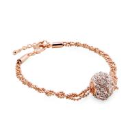 Zink Legierung Strass Armbänder, Zinklegierung, mit Verlängerungskettchen von 1.57lnch, rund, plattiert, Kugelkette & für Frau & mit Strass, keine, Länge:ca. 6.6 ZollInch, verkauft von Strang