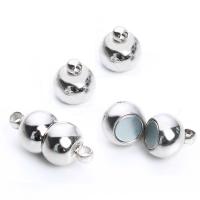 Messing Magnetverschluss, mit Magnetische Hämatit, rund, Platinfarbe platiniert, Einzelstrang, frei von Nickel, Blei & Kadmium, 8x17mm, 10PCs/Tasche, verkauft von Tasche