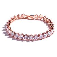 Cubic Zirconia Brass Bracelets, with Cubic Zirconia, plated, for woman & with cubic zirconia 170mm Approx 6.6 Inch 